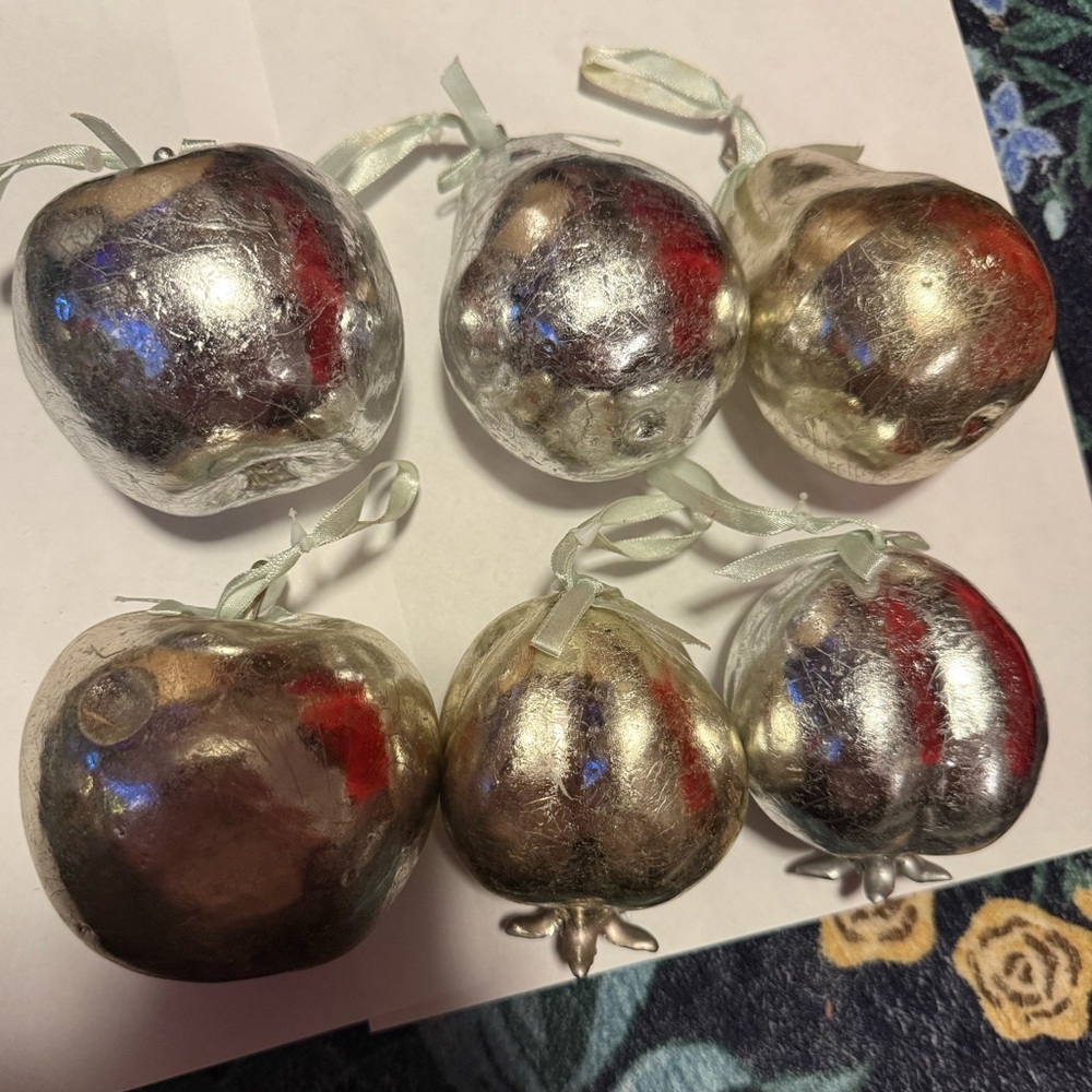 Silver Holiday Ornaments Set